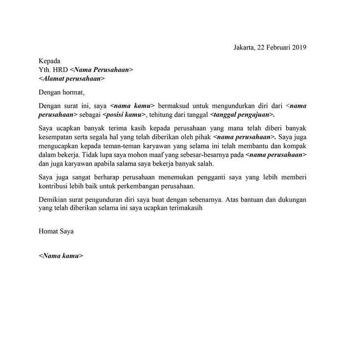 Contoh Surat Pengunduran Diri Notaris