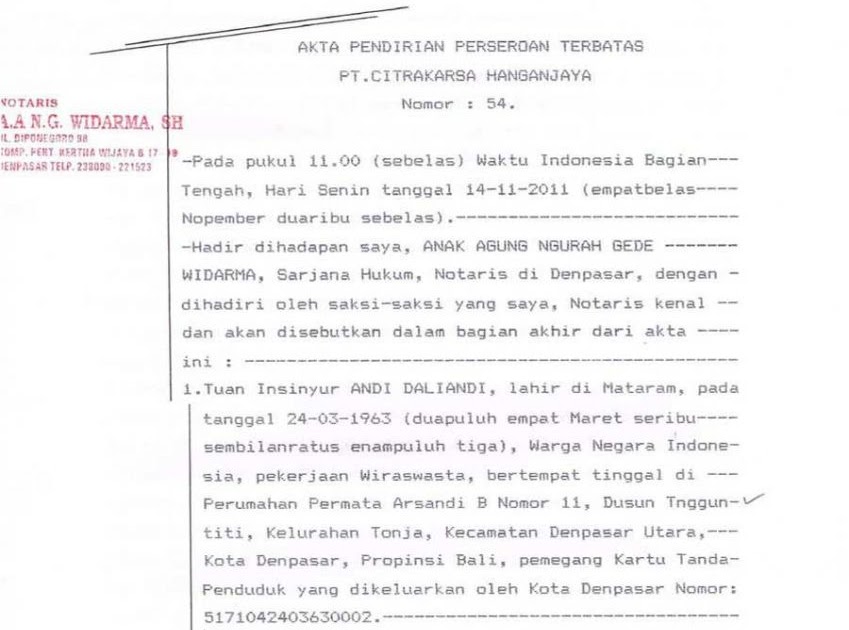 Contoh Akta Notaris Pembatalan Ppjb