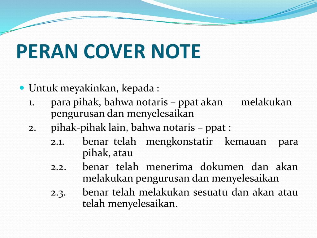 Contoh Isi Cover Note Notaris