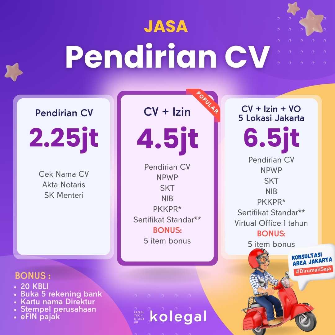 Biaya Jasa Pendirian CV di Bandung