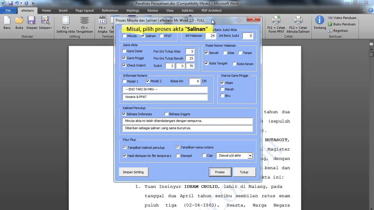 Akta Notaris Dengan Ms Word