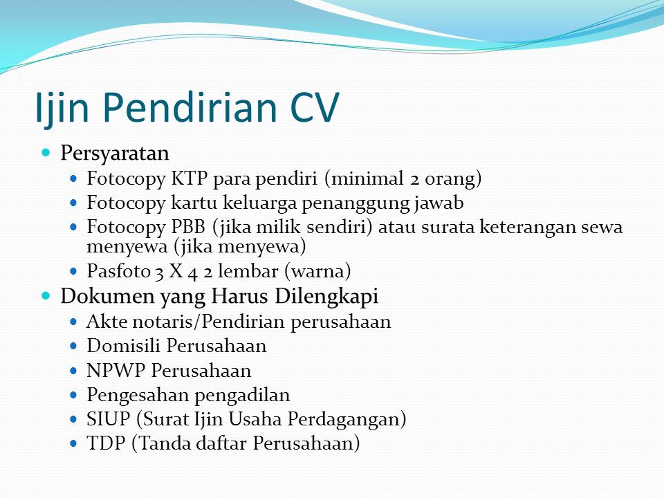 Daftar Lengkap Dokumen Pendirian CV di Bandung