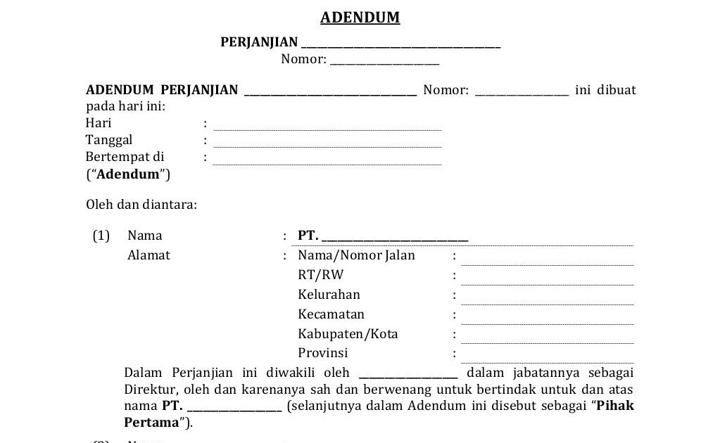 Contoh Akta Addendum Notaris